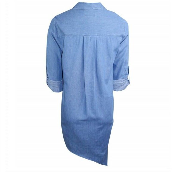 Kenneth Cole L Chambray Light Blue Top NWT AX26 - Picture 2 of 4